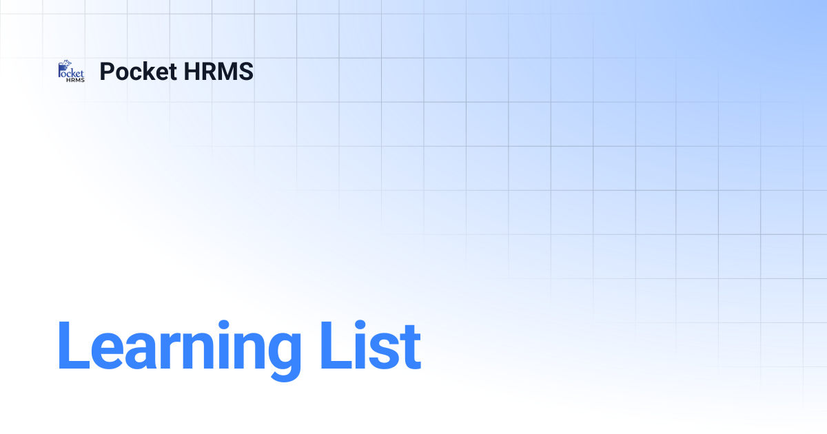 Learning List | Pocket HRMS